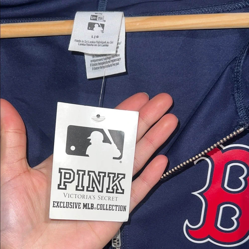 Victoria's Secret PINK Navy and Red MLB Half-Zip Hoodie - Picture 3 of 5